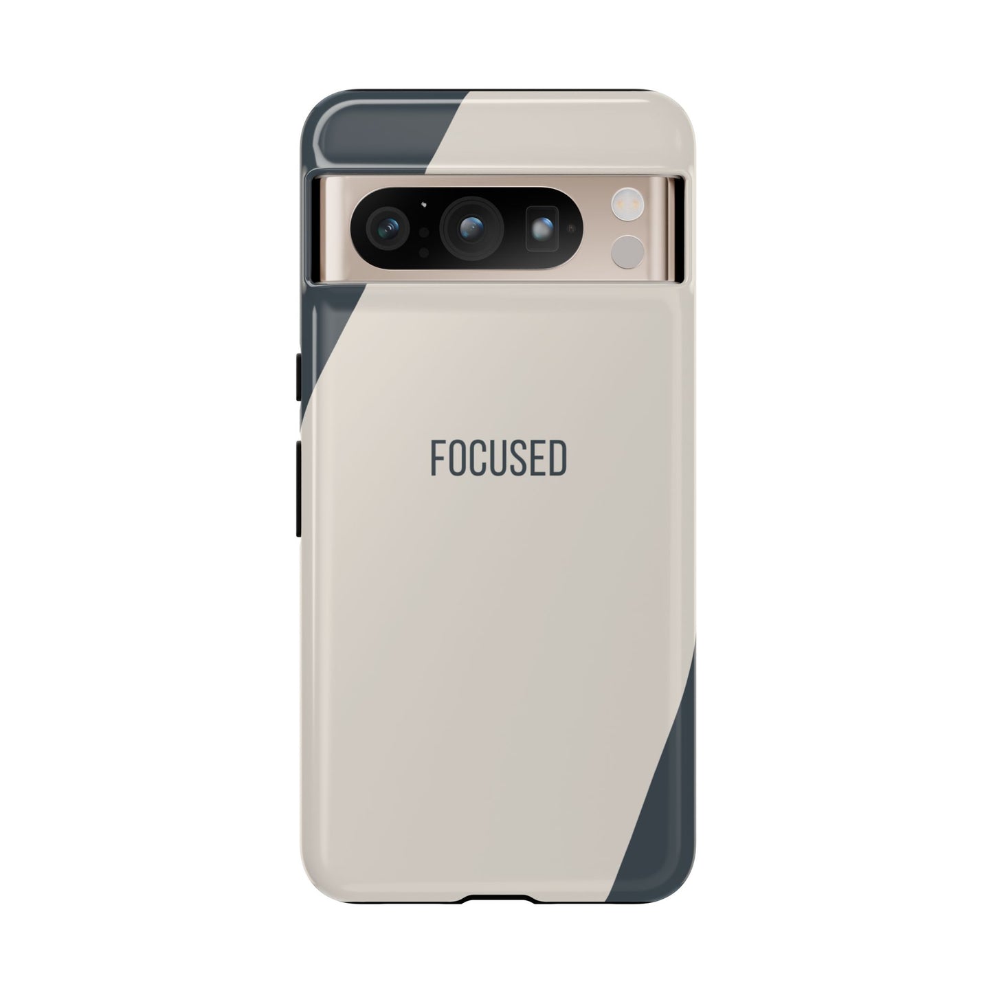 Google Pixel 8 Pro / Glossy Phone Case - Sassy Statement Case ’Focused’ in Beige & Blue
