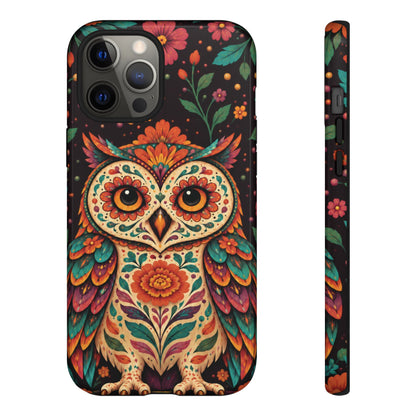 Vibrant Terracotta and Teal Calavera Owl Phone Case - Multicolor Phone Case - iPhone 12 Pro Max / Glossy