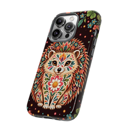 Vibrant Terracotta and Teal Calavera Hedgehog Phone Case - Multicolor Phone Case