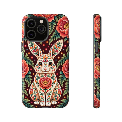 Cute Terracotta and Teal Calavera Bunny Phone Case - Phone Case - iPhone 14 Pro Max / Glossy