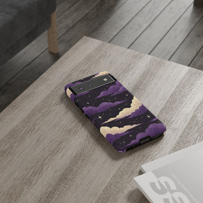 Illustrated Purple Clouds & Stars Phone Case