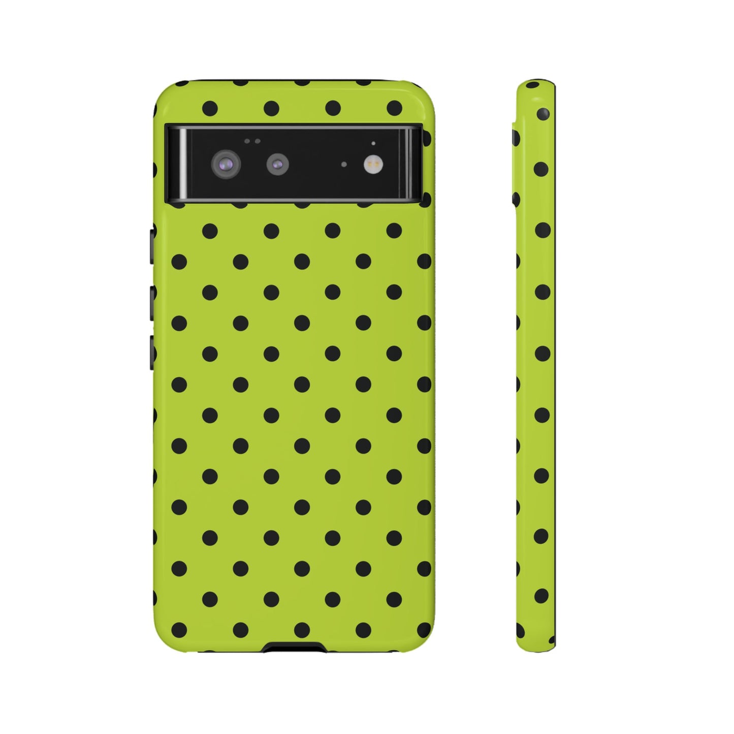 Trendy Neon Lime Green & Black Dot Pattern Phone Case