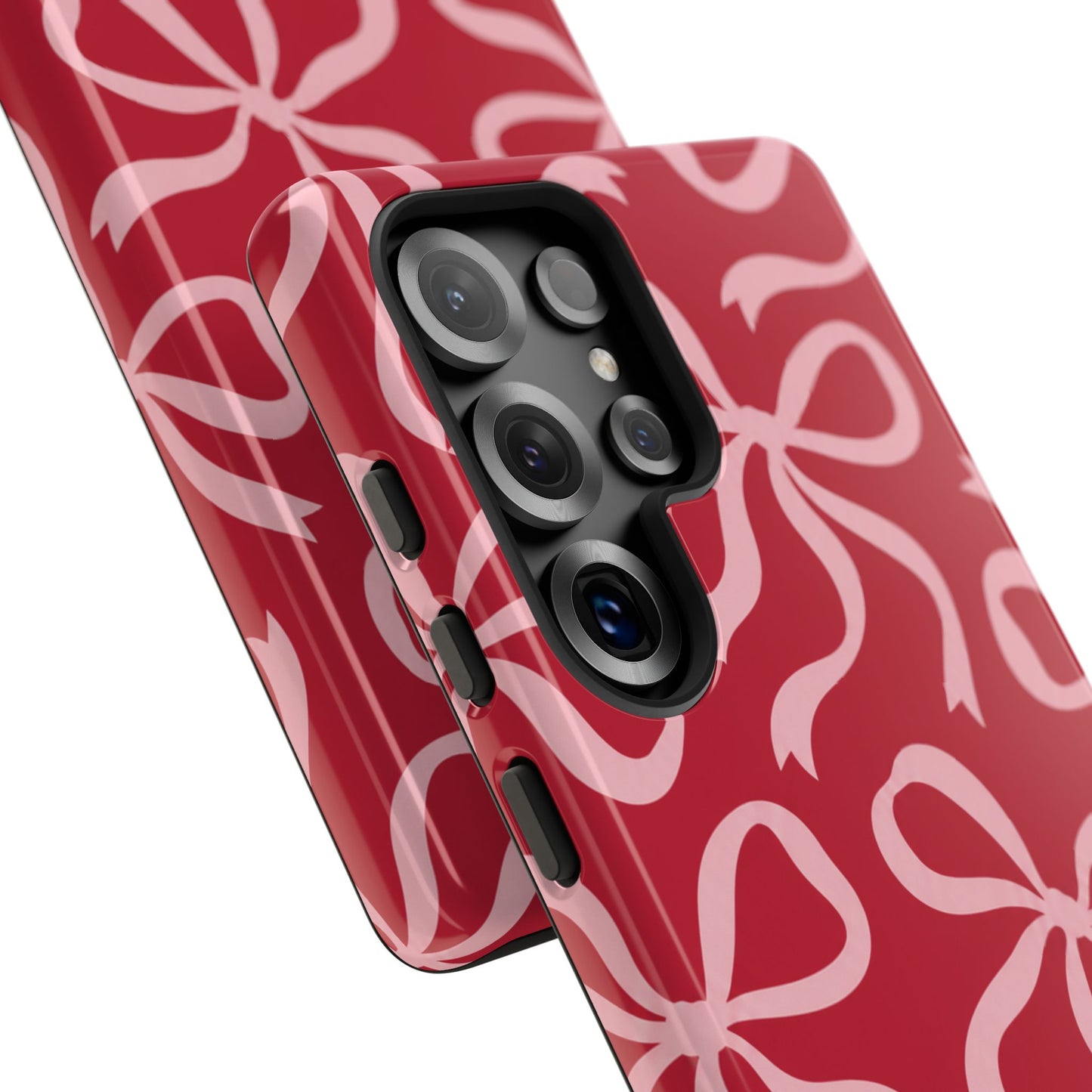 Bold Raspberry Red and Blush Pink Bow Pattern Phone Case