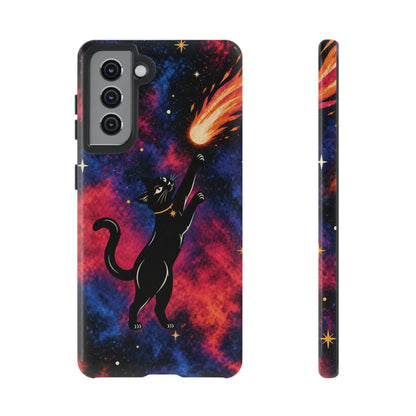 Whimsical Multicolour Celestial Black Cat Phone Case