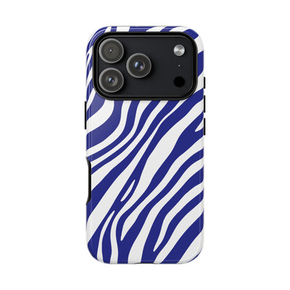 Modern Electric Blue Zebra Print Phone Case