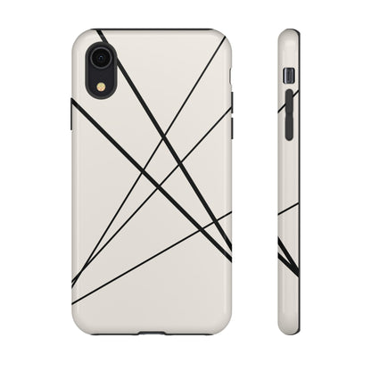 iPhone XR / Glossy Phone Case - Abstract White with Black Lines Phone Case