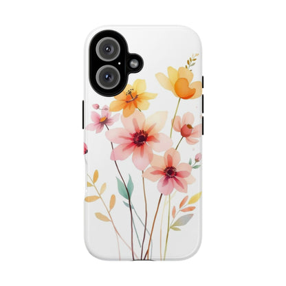 iPhone 16 / Glossy Phone Case - Boho Chic Watercolour Blooms Design Phone Case