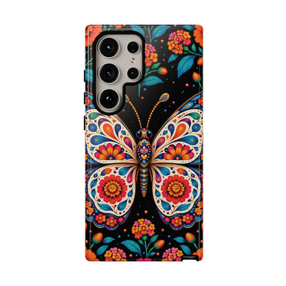 Vibrant Orange and Turquoise Calavera Butterfly Phone Case - Multicolor Phone Case - Samsung Galaxy S24 Ultra / Glossy