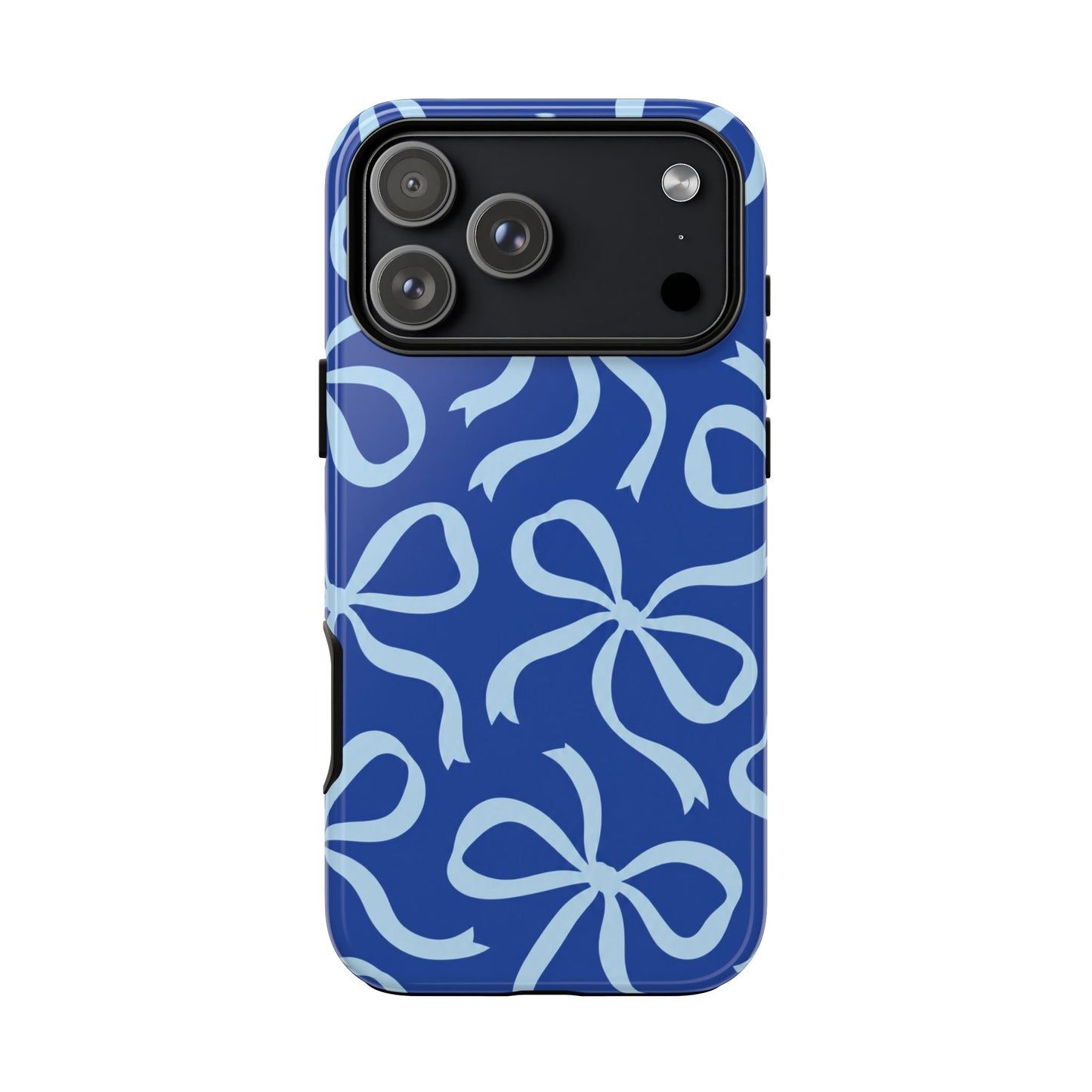 Bold Cobalt Blue and Powder Blue Bow Pattern Phone Case