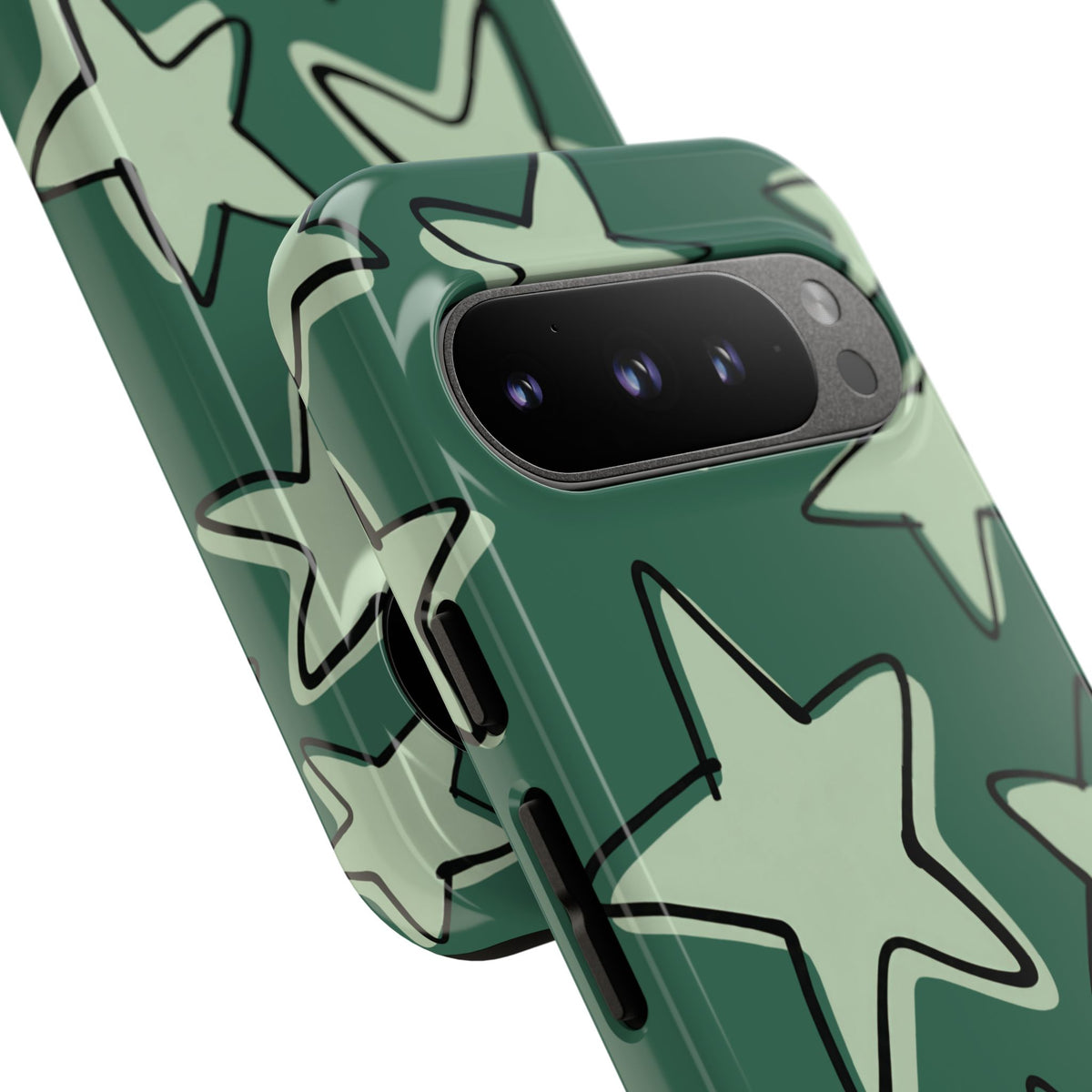 Forest Green Doodle Star Phone Case