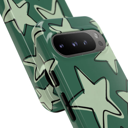 Forest Green Doodle Star Phone Case