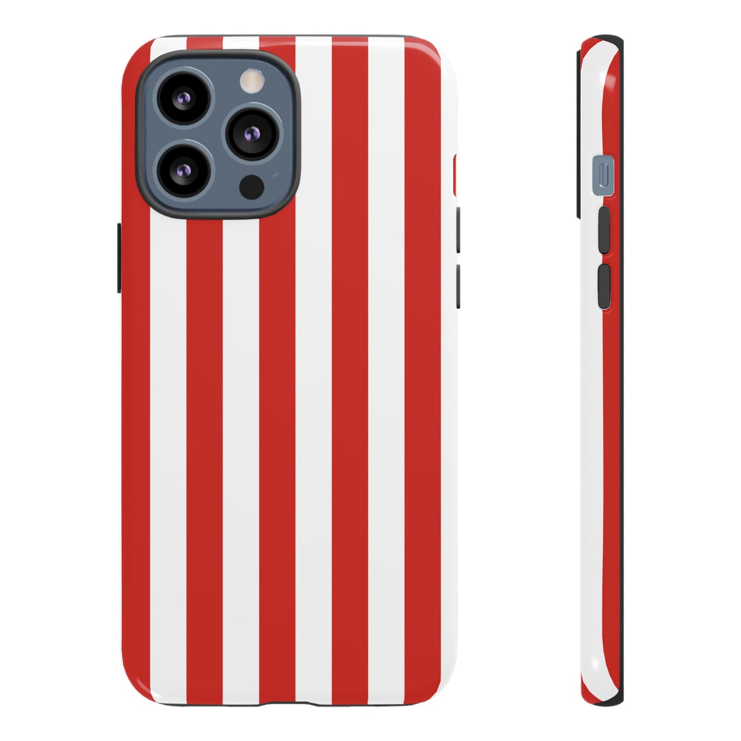 iPhone 13 Pro Max / Glossy Phone Case - Simple Dark Orange & White Stripe Pattern Phone Case
