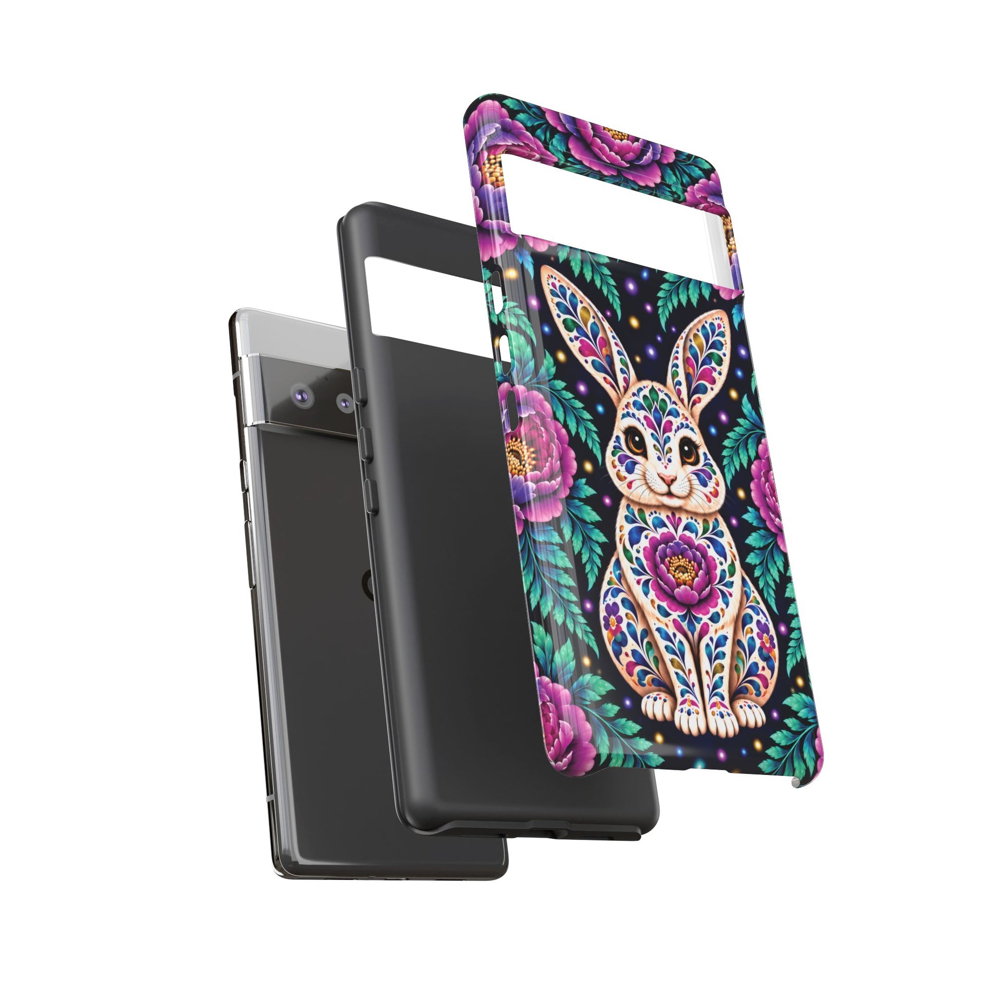 Cute Purple and Teal Calavera Bunny Phone Case - Multicolor Phone Case
