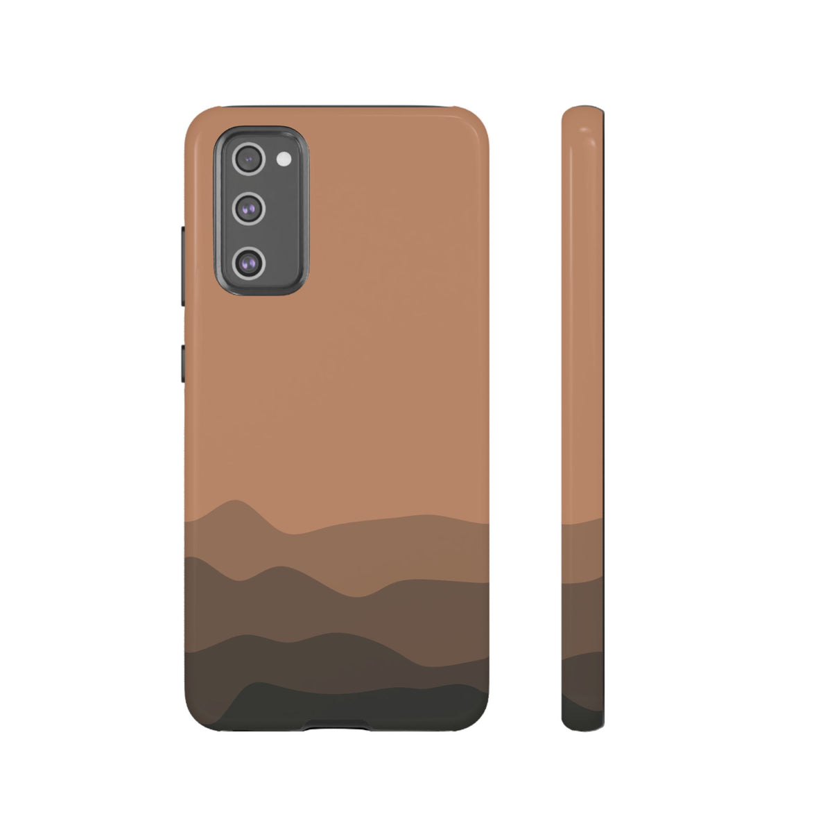 Brown Abstract Waves Protective Phone Case - Brown Phone Case - Samsung Galaxy S20 FE / Glossy