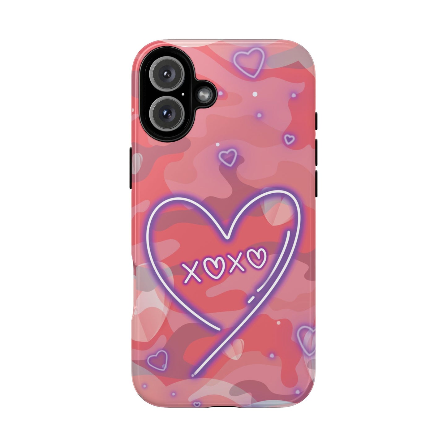 Love Heart Neon Camo Phone Case - Pink Phone Case - iPhone 16 Plus / Glossy
