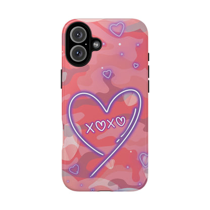 Love Heart Neon Camo Phone Case - Pink Phone Case - iPhone 16 Plus / Glossy