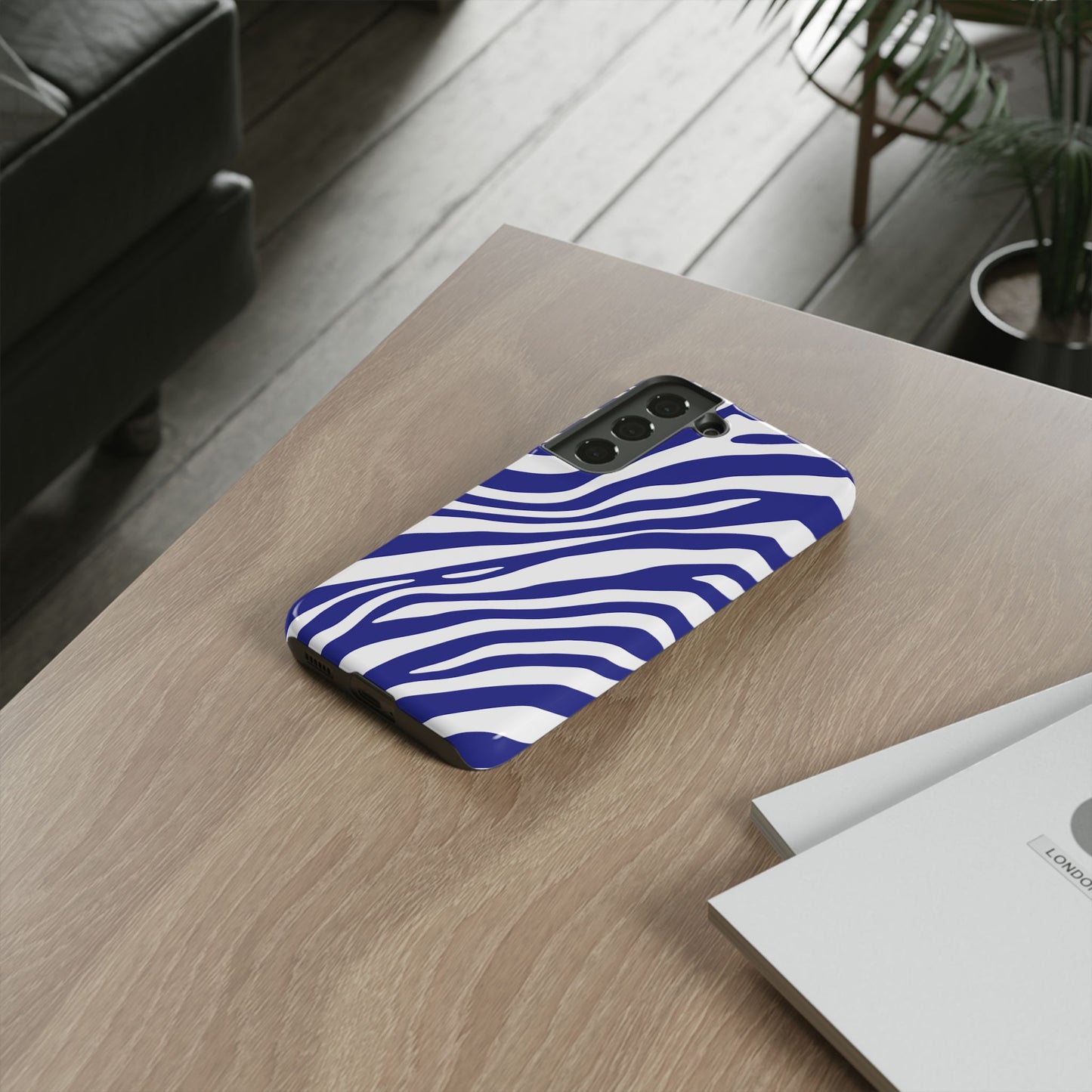 Modern Electric Blue Zebra Print Phone Case