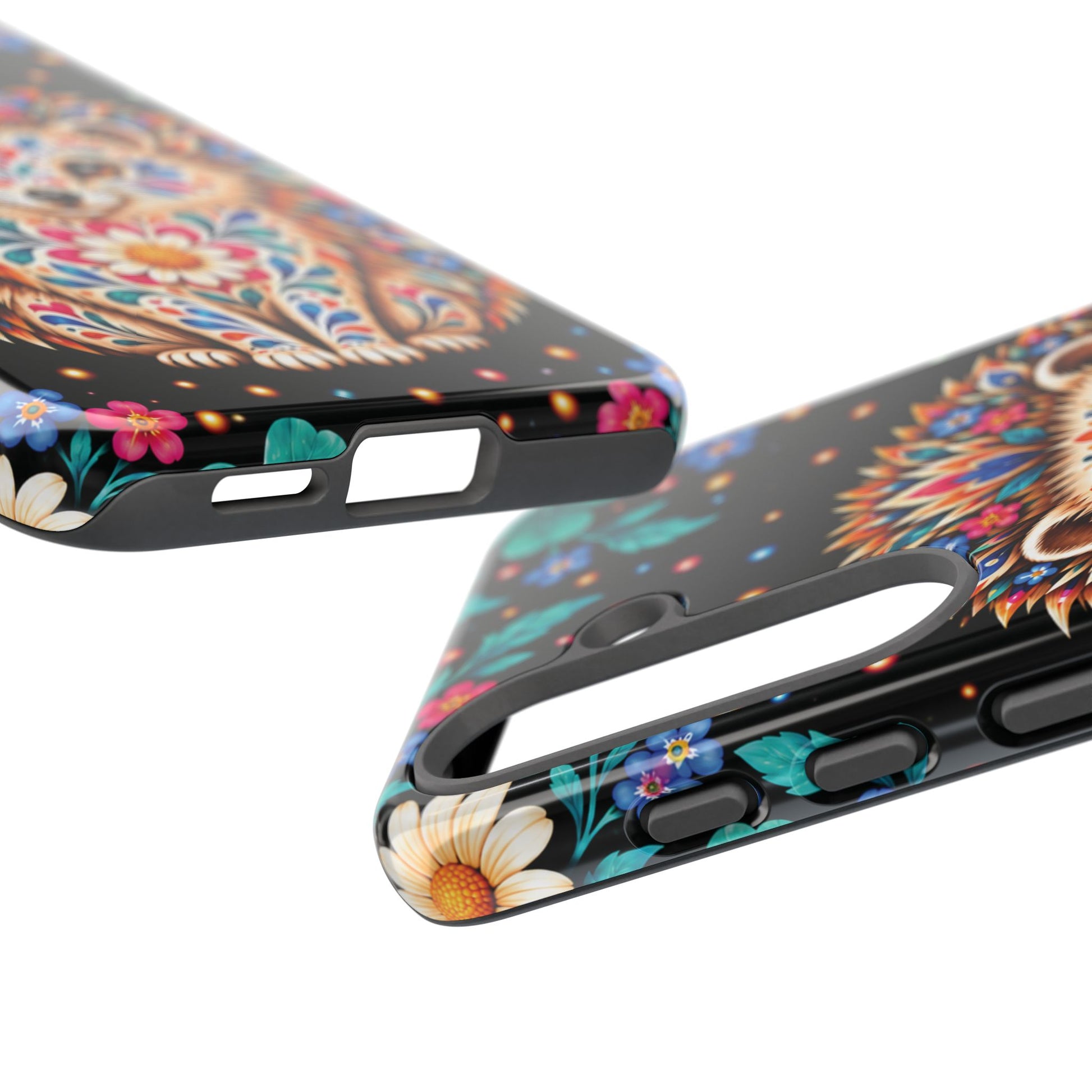 Vibrant Orange and Turquoise Calavera Hedgehog Phone Case - Multicolor Phone Case