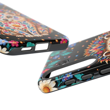 Vibrant Orange and Turquoise Calavera Hedgehog Phone Case - Multicolor Phone Case