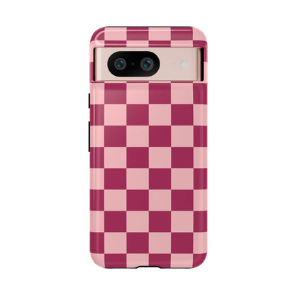 Pink Checked Pattern Phone Case - Pink Phone Case - Google Pixel 8 / Glossy