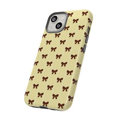 Retro Chocolate Brown Bow Pattern Phone Case