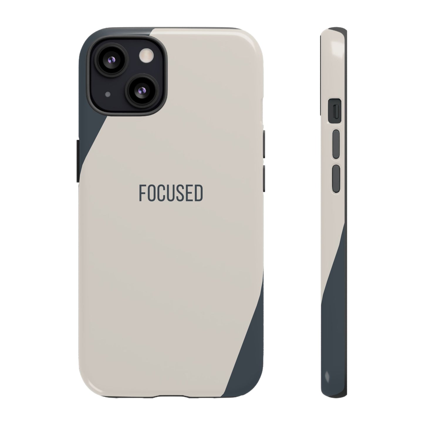 iPhone 13 / Glossy Phone Case - Sassy Statement Case ’Focused’ in Beige & Blue