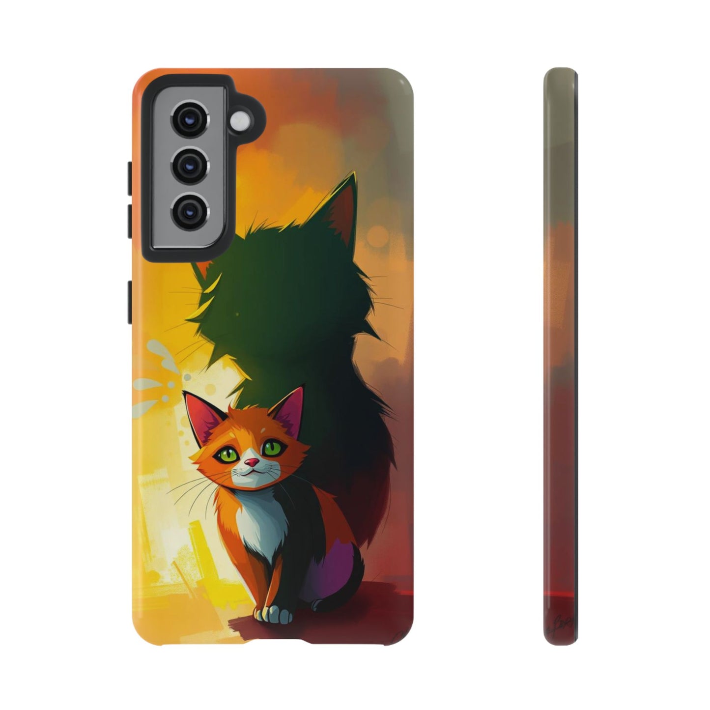 Samsung Galaxy S21 / Glossy Phone Case - Acrylic Style Shadow Cat Design Phone Case