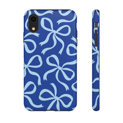 Bold Cobalt Blue and Powder Blue Bow Pattern Phone Case