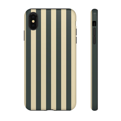 iPhone XS MAX / Glossy Phone Case - ’Green & Beige Stripe Pattern’ Phone Case