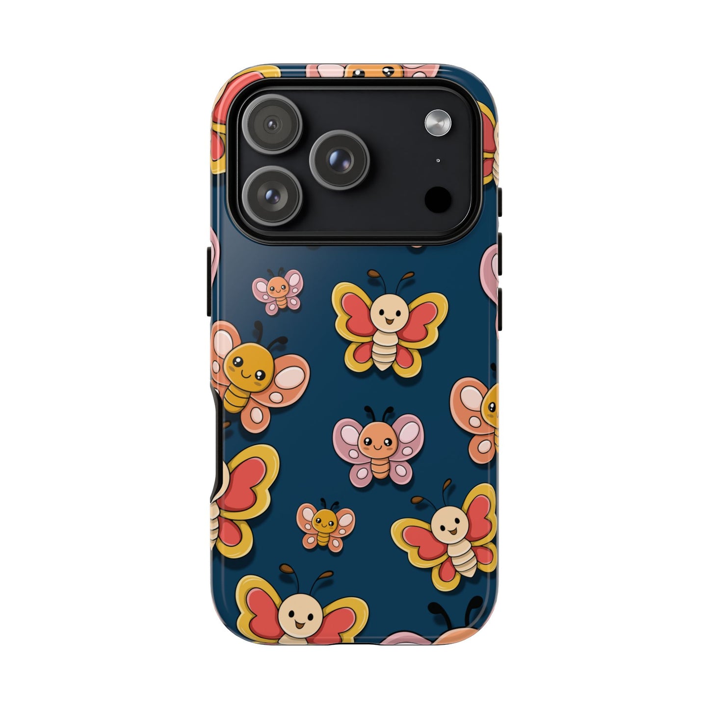 Dark Blue Butterfly Sticker Design Phone Case - Blue Phone Case - iPhone 17 Pro / Glossy