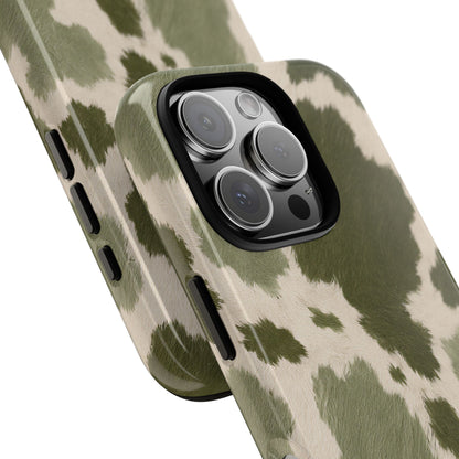 Stylish Olive Green Cow Print Phone Case