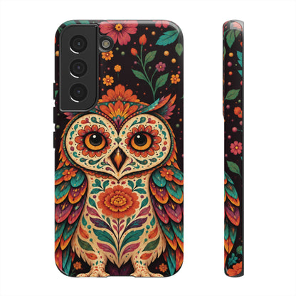 Vibrant Terracotta and Teal Calavera Owl Phone Case - Multicolor Phone Case - Samsung Galaxy S22 / Glossy