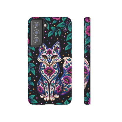 Vibrant Purple and Teal Calavera Fox Phone Case - Multicolor Phone Case - Samsung Galaxy S21 FE / Glossy