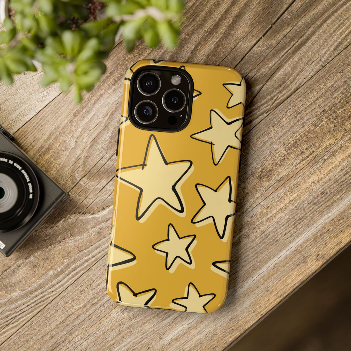 Golden Yellow Doodle Star Phone Case
