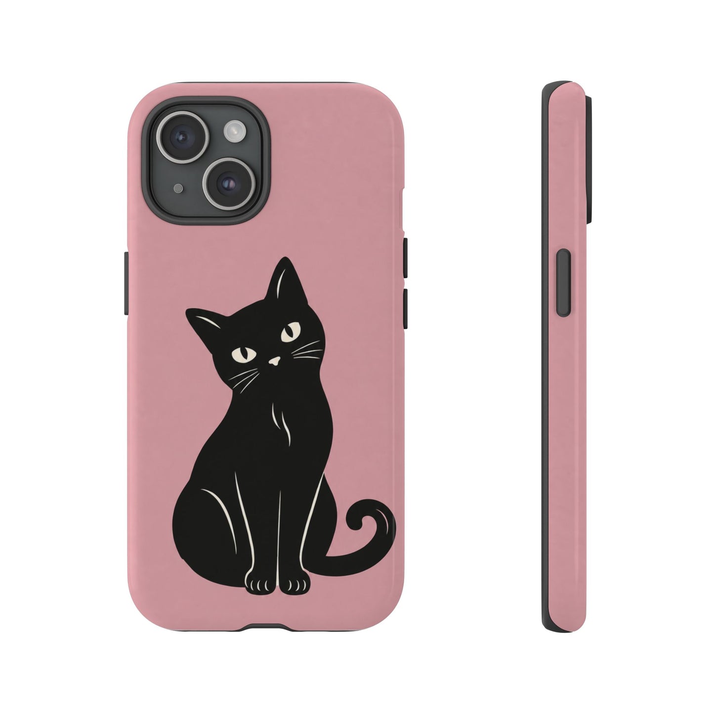 Minimalist Blush Pink & Black Cat Phone Case