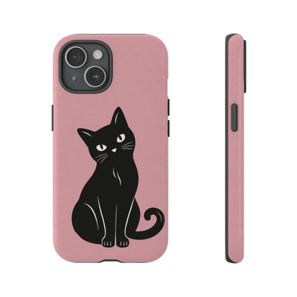 Minimalist Blush Pink & Black Cat Phone Case