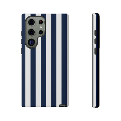 Samsung Galaxy S23 Ultra / Glossy Phone Case - Simple Dark Blue & White Stripe Pattern Phone Case