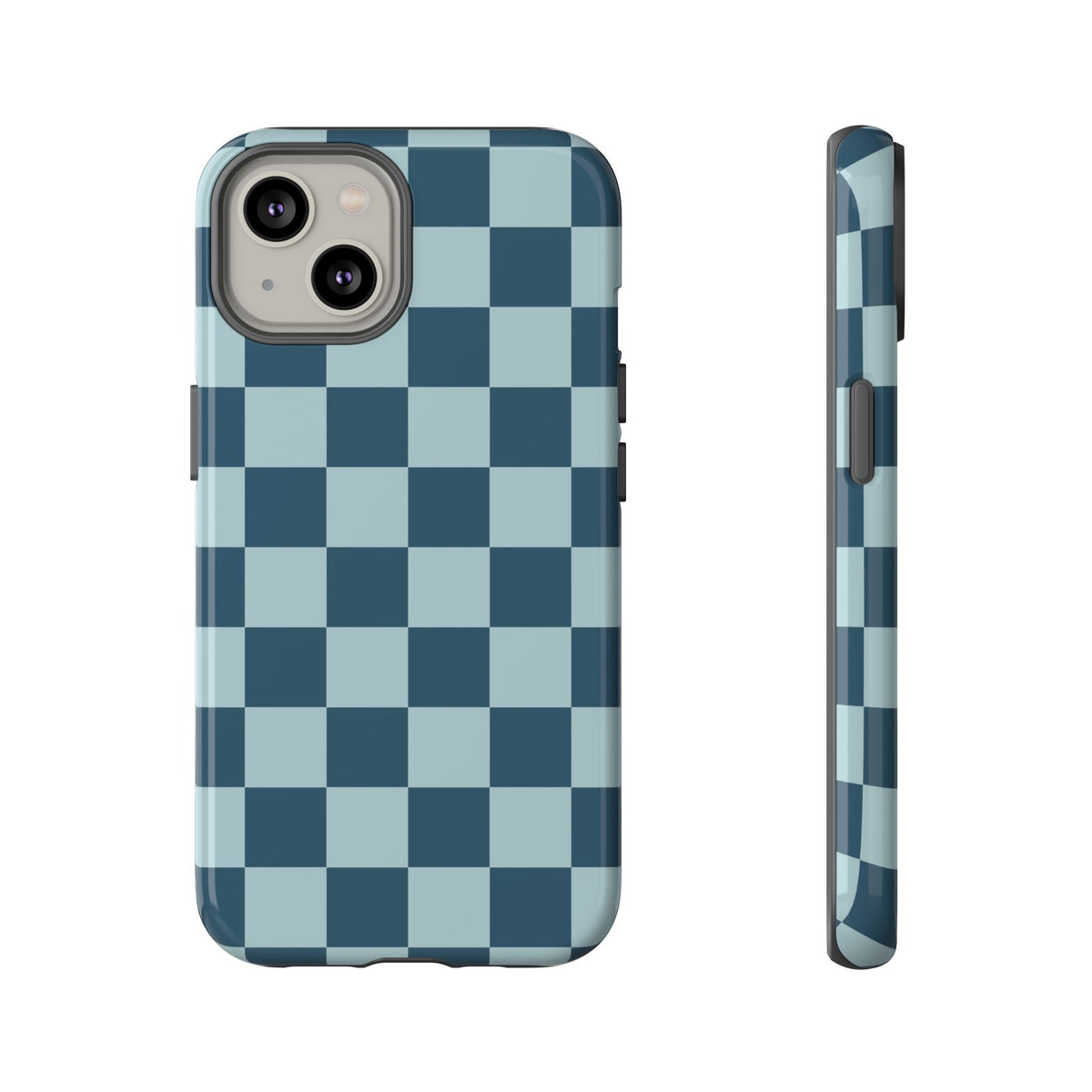 Blue Checked Pattern Phone Case - Blue Phone Case - iPhone 14 / Glossy