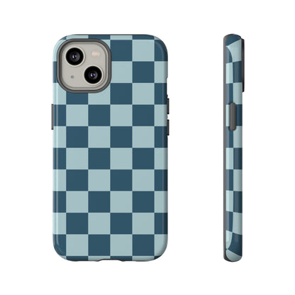 Blue Checked Pattern Phone Case - Blue Phone Case - iPhone 14 / Glossy