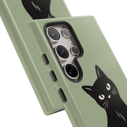 Minimalist Sage Green & Black Cat Phone Case