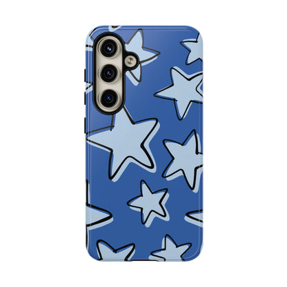 Cobalt Blue Doodle Star Phone Case