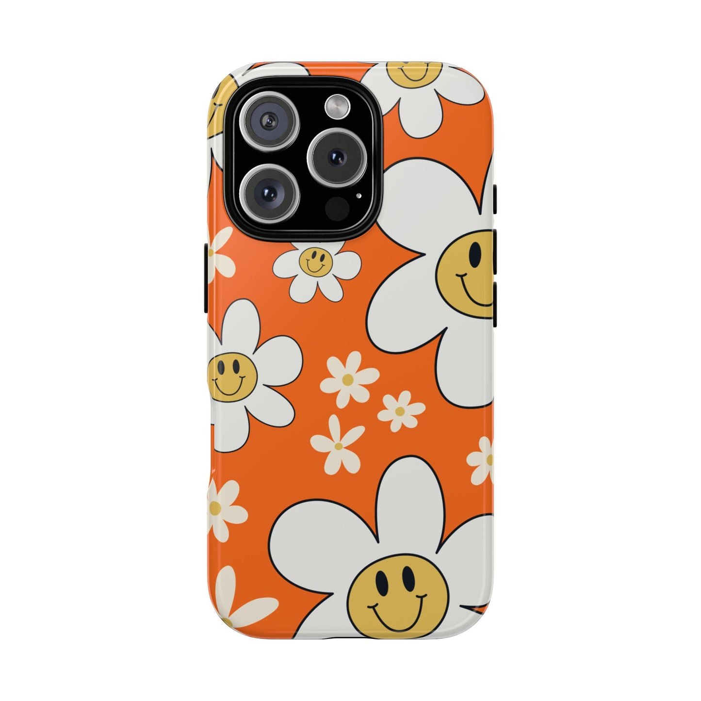 Fun Retro Daisy Pattern with Orange Background Phone Case - Orange Phone Case - iPhone 16 Pro / Glossy