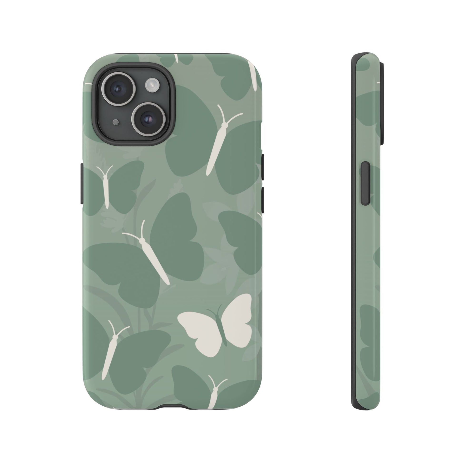 Minimalist Mint Green Butterfly Pattern Phone Case - Green Phone Case - iPhone 15 / Glossy