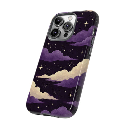Illustrated Purple Clouds & Stars Phone Case