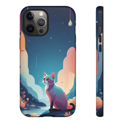 iPhone 12 Pro Max / Glossy Phone Case - Stylised Cat Design Phone Case