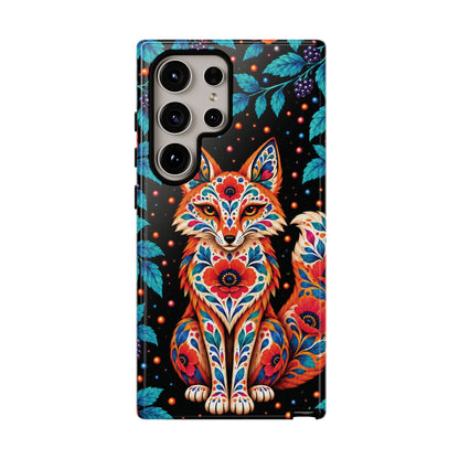 Vibrant Orange and Turquoise Calavera Fox Phone Case - Multicolor Phone Case - Samsung Galaxy S24 Ultra / Glossy