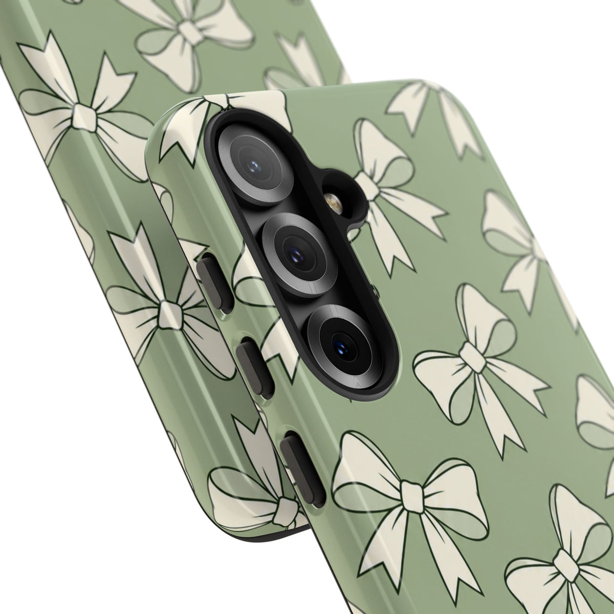 Chic Sage Green Bow Pattern Phone Case