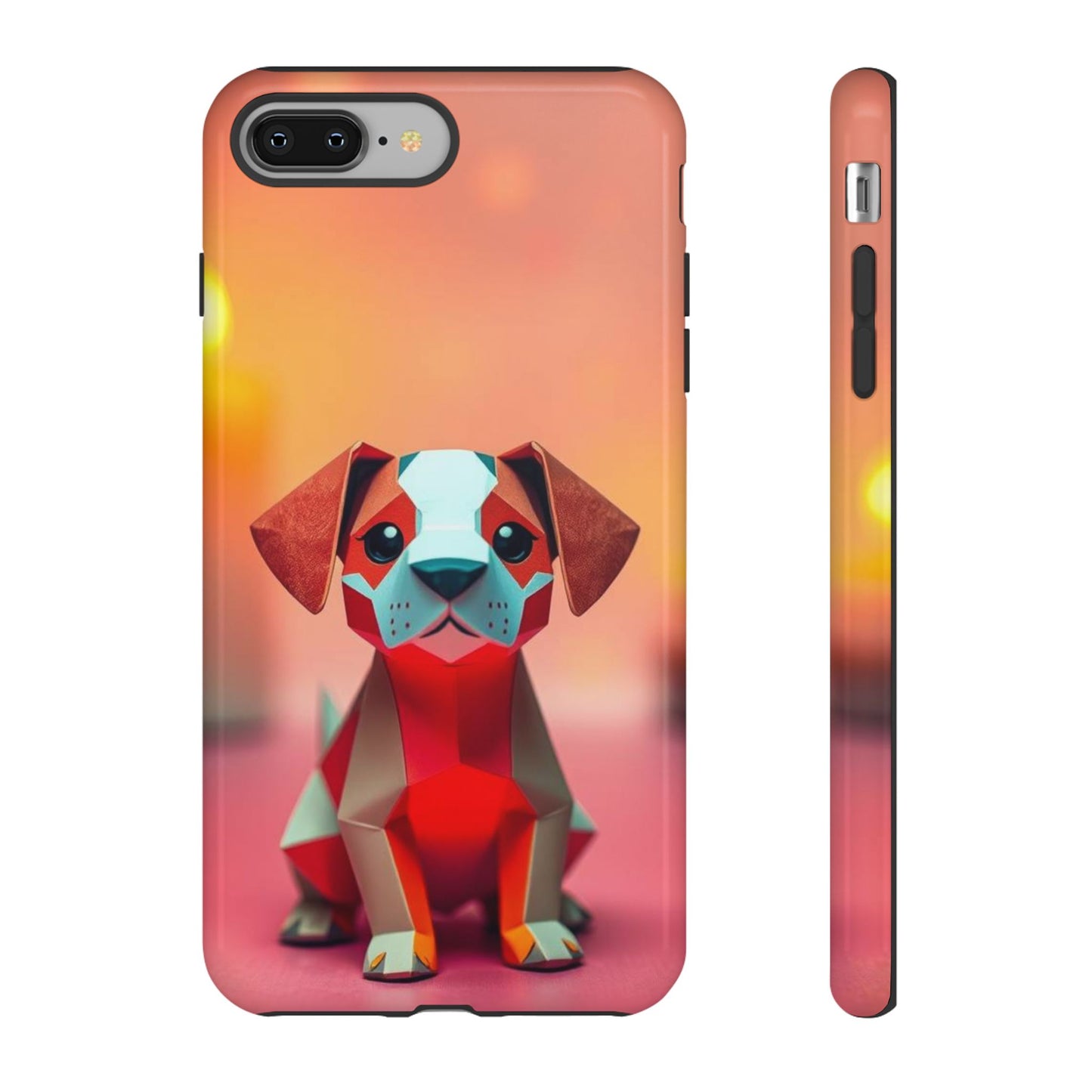 iPhone 8 Plus / Glossy Phone Case - Origami Dog Design Phone Case