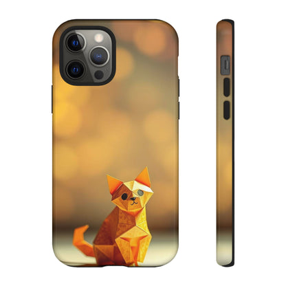 iPhone 12 Pro / Glossy Phone Case - Origami Cat Design Phone Case