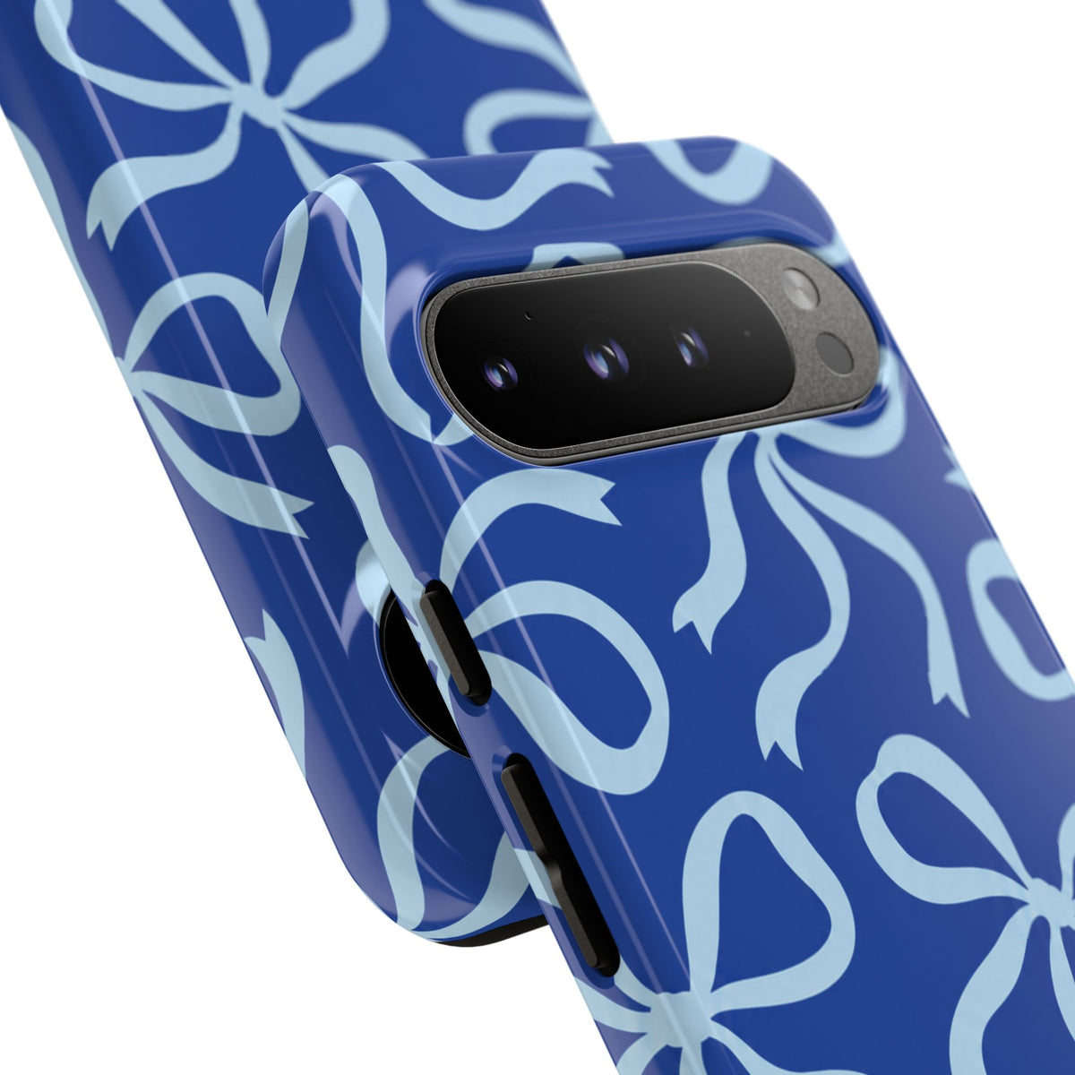 Bold Cobalt Blue and Powder Blue Bow Pattern Phone Case